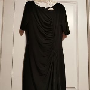 Calvin Klein Black A-Line Ruched Cocktail Dress